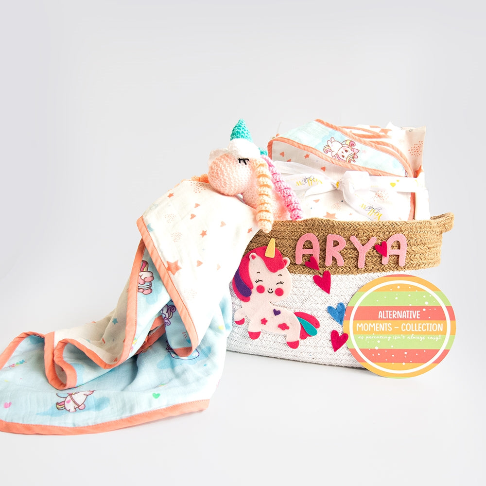 Unicorn Dreams - Welcome Baby Gift Basket (Collective)