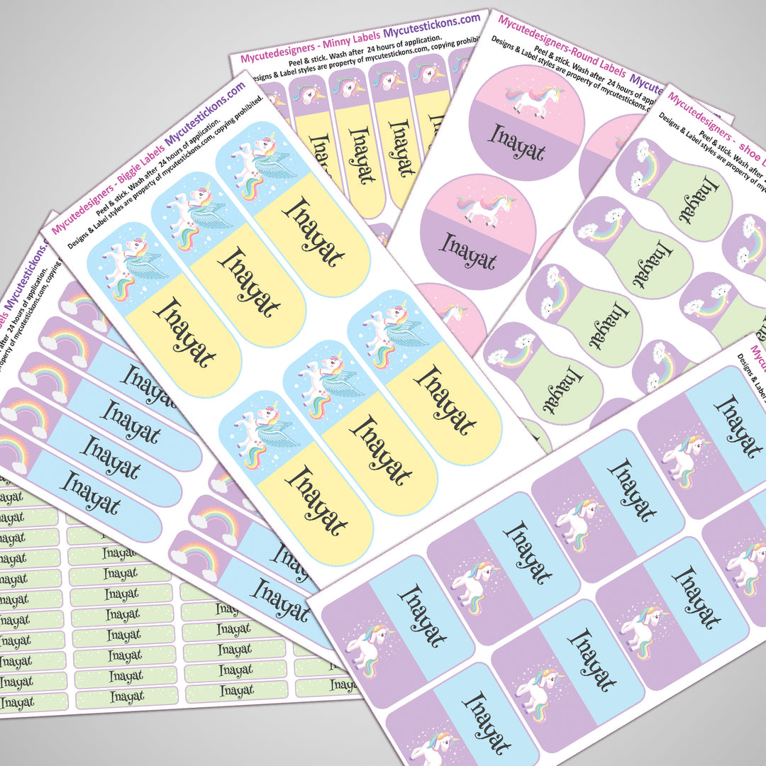 Unicorn Name Labels - Complete/Split/Iron Ons Packs