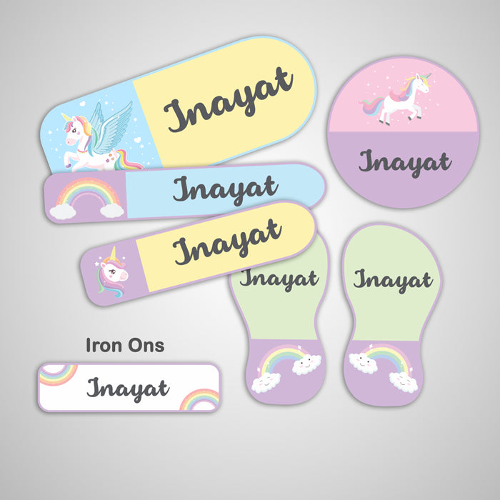 Unicorn Name Labels - Complete/Split/Iron Ons Packs