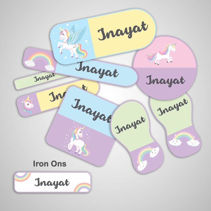 Unicorn Name Labels - Complete/Split/Iron Ons Packs