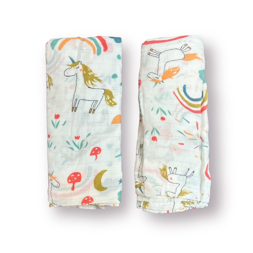 Unicorn Whispers Wraps Muslin Swaddles - Set of 2