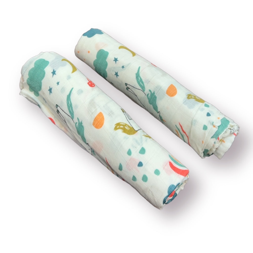 Unicorn Whispers Wraps Muslin Swaddles - Set of 2