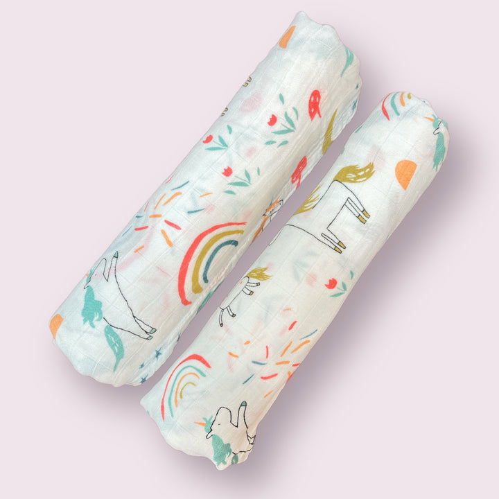 Unicorn Whispers Wraps Muslin Swaddles - Set of 2