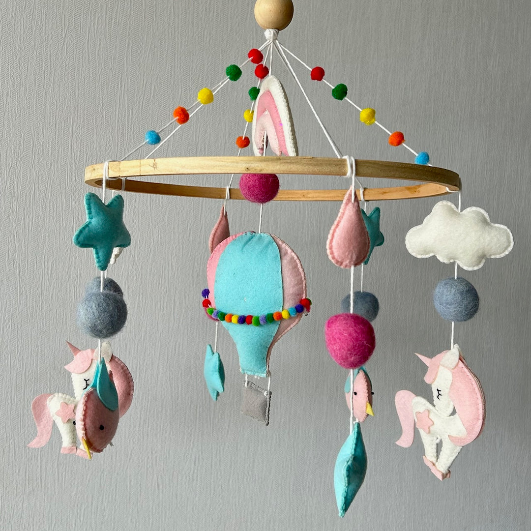 Babble Wrap Cot / Crib Mobile - Unicorn's Rainbow Flight