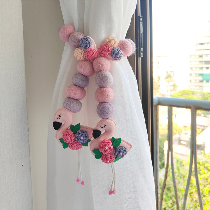 Curtain Tie - Flamingo Bloom