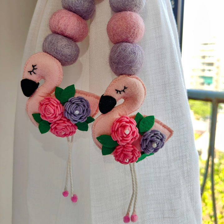 Curtain Tie - Flamingo Bloom