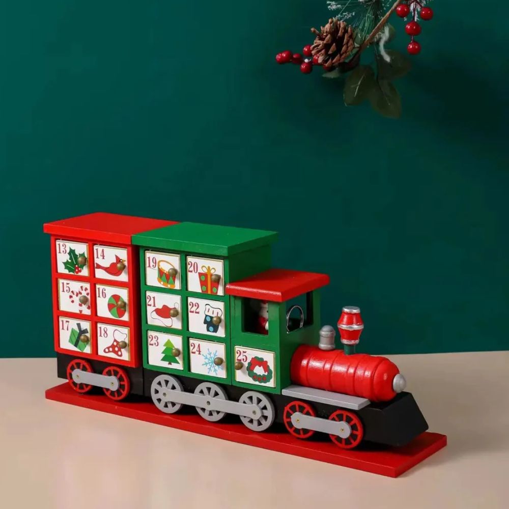 Babble Wrap Wooden Advent Calendar (Festive Freight Countdown Train)