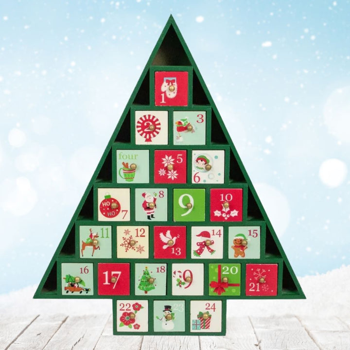 Babble Wrap Wooden Advent Calendar (Green Tree of Treasures)