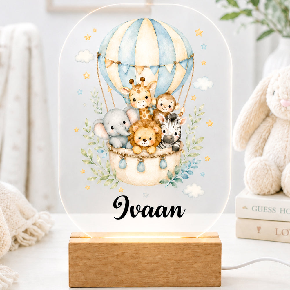 Acrylic LED Night Lamp - Safari Balloon Dreams