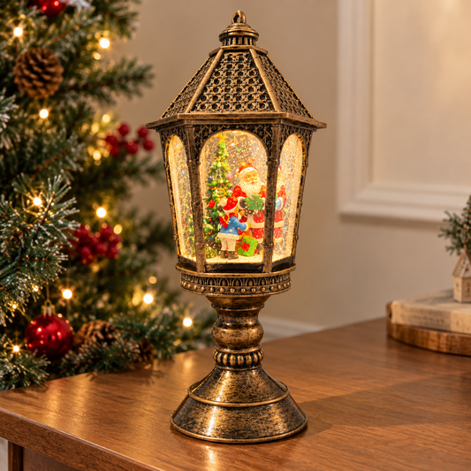 Vintage Musical Light-Up Santa Lantern