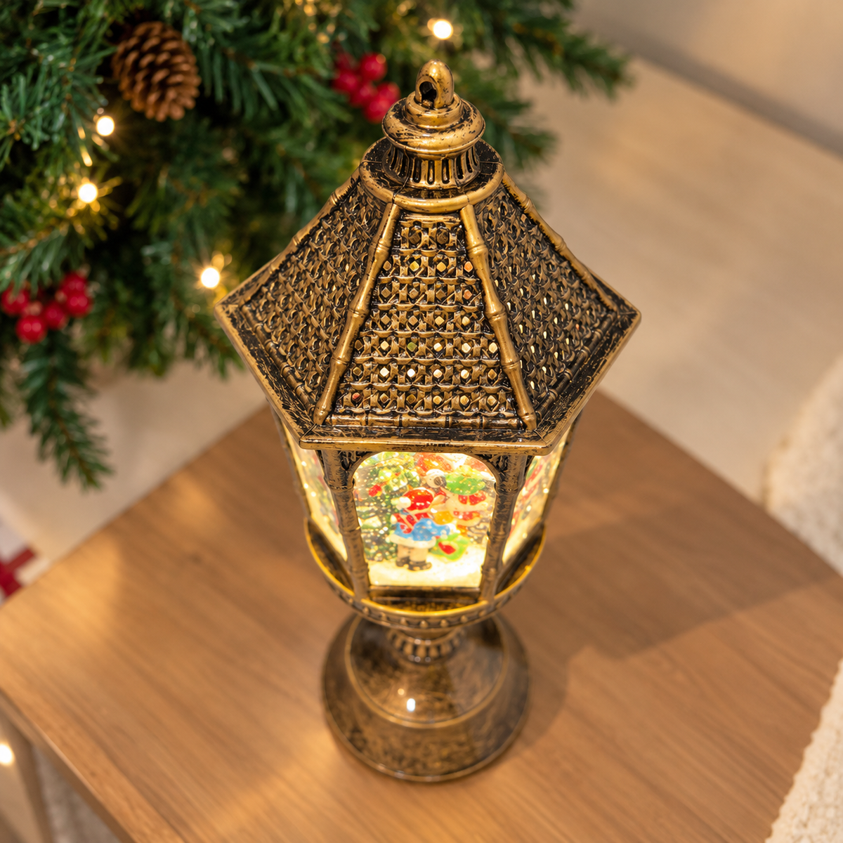 Vintage Musical Light-Up Santa Lantern