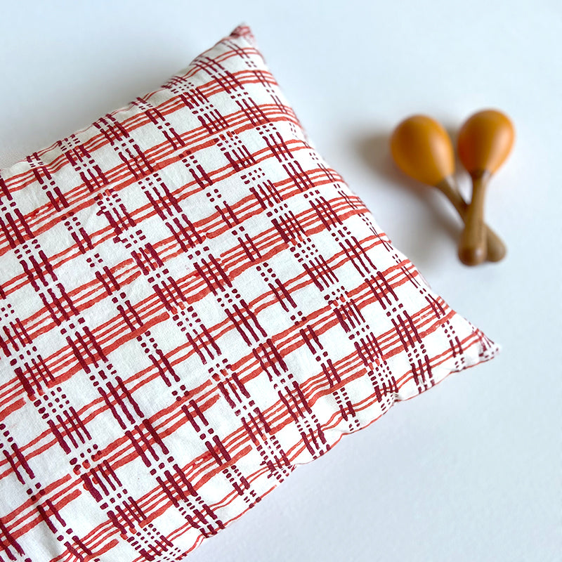 GIFT SET - ORGANIC MANJHA PRINT KAPOK PILLOW + MARACAS