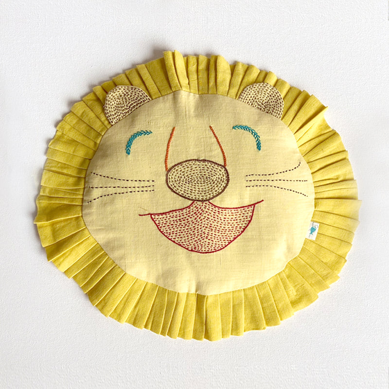 NEWBORN GIFT SET - ORGANIC MUSTARD SEED LION PILLOW + MARACAS