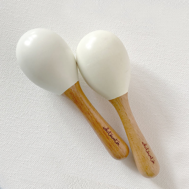 WOODEN MARACS SET - WHITE
