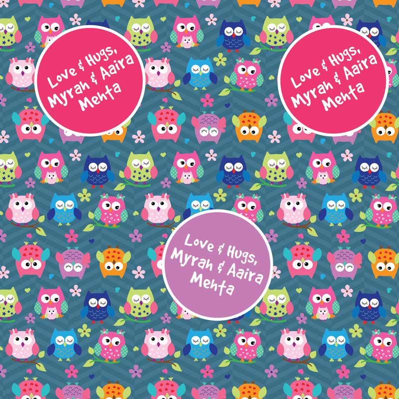 Personalised Green Owls Wrapping Paper