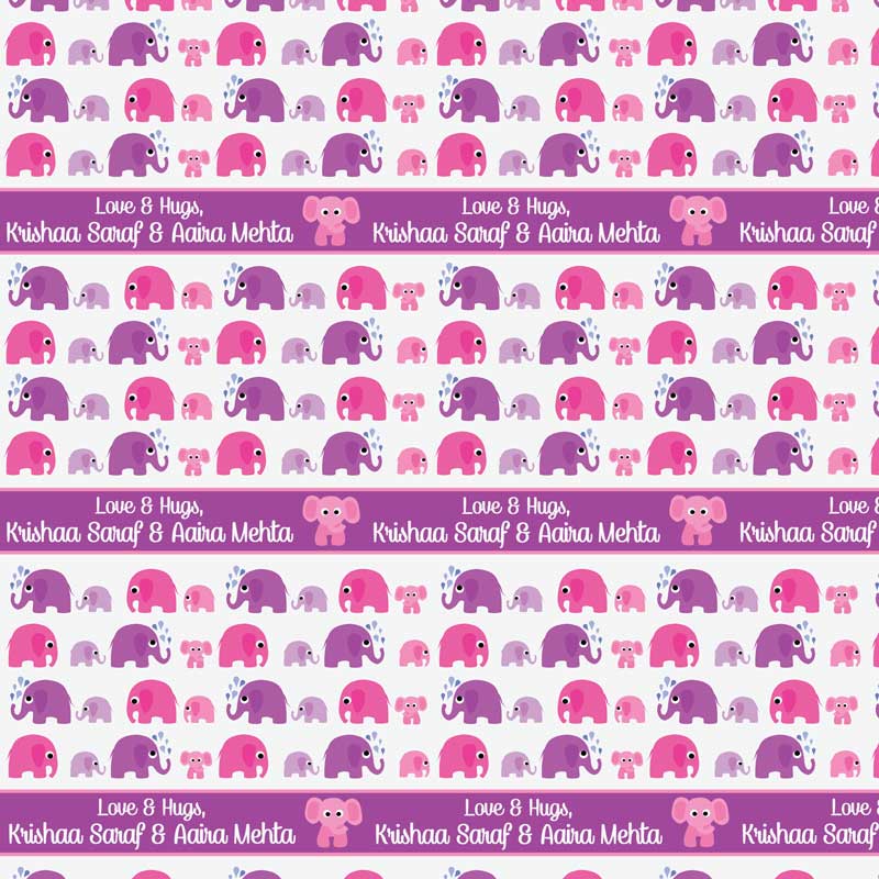 Personalised Elephants Wrapping Paper