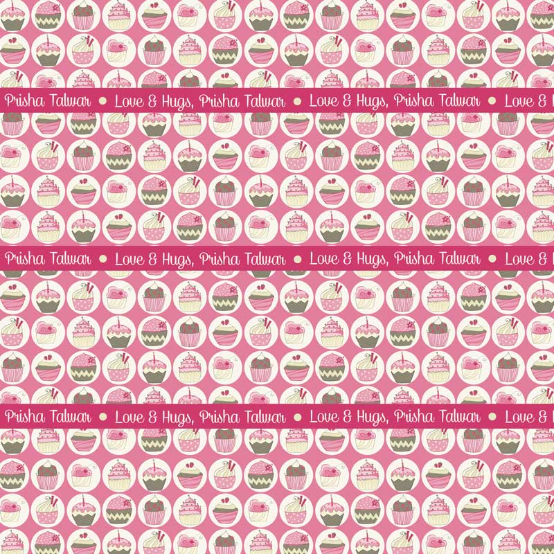 Personalised Pink Cupcakes Wrapping Paper