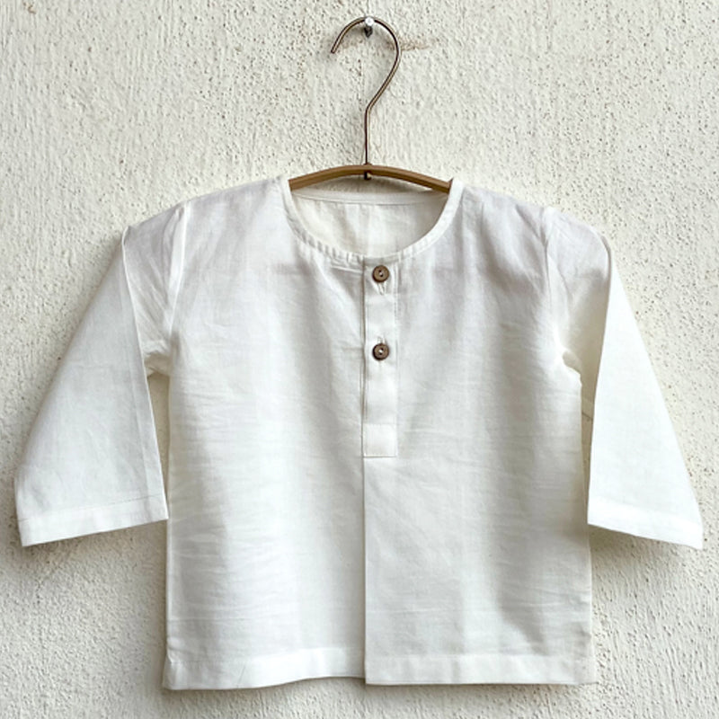 UNISEX ORGANIC ESSENTIAL WHITE KURTA + BLUE CHAMBRAY PANTS