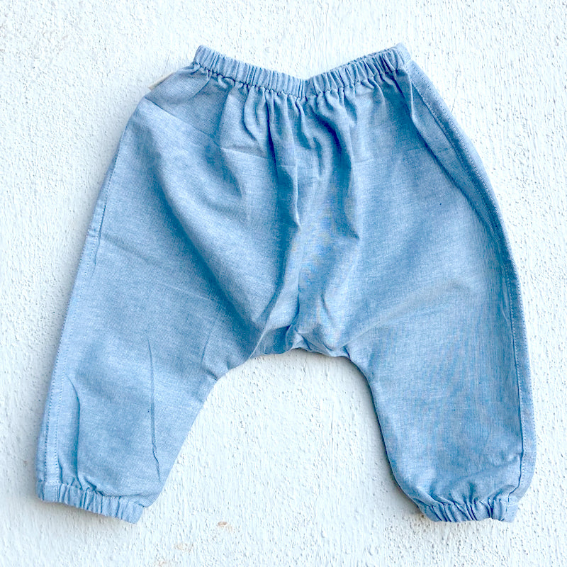 UNISEX ORGANIC ESSENTIAL WHITE KURTA + BLUE CHAMBRAY PANTS
