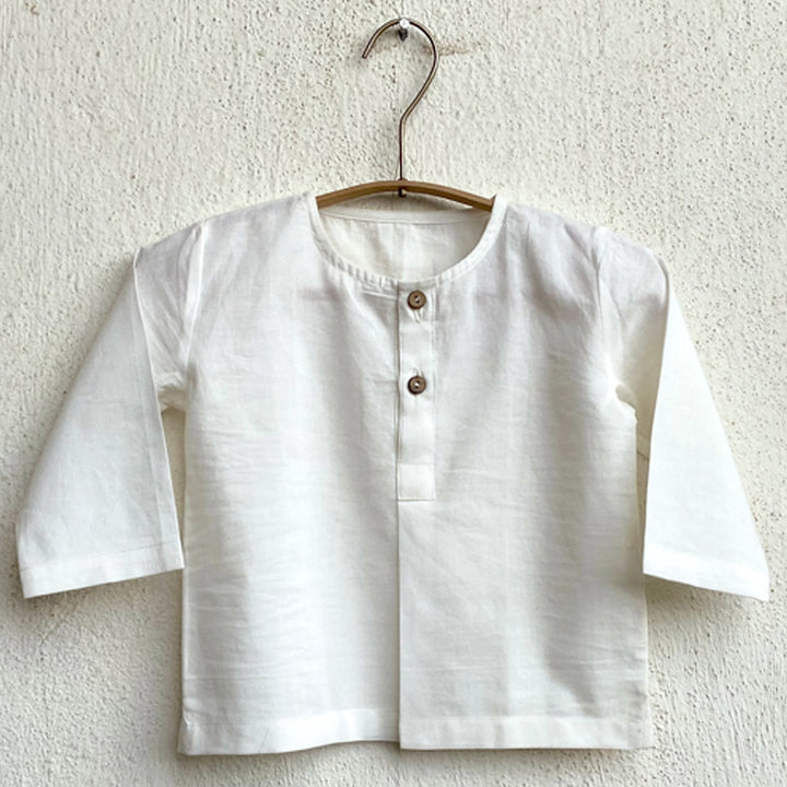 UNISEX ORGANIC WHITE KURTA + ZOO PRINT INDIGO PANTS