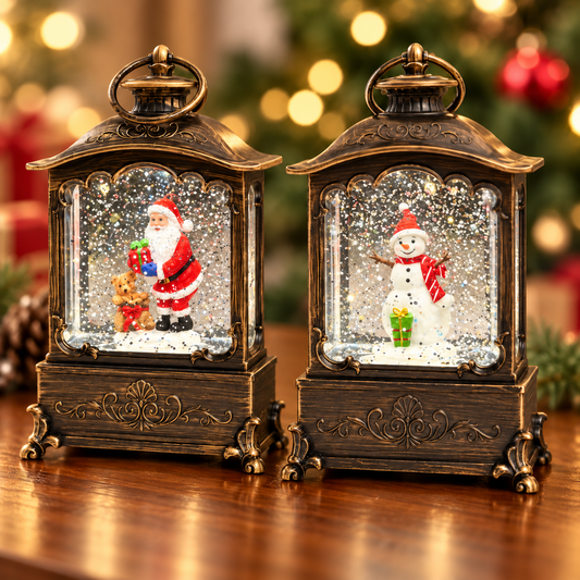 Water Light Carols - Santa & Snowman's Lantern - Set of 2
