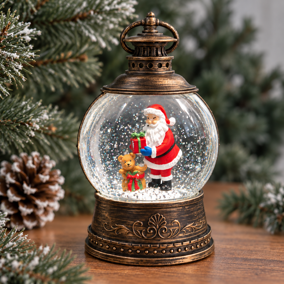 Water Light Carols - Santa & Snowman's Snowglobe - Set of 2