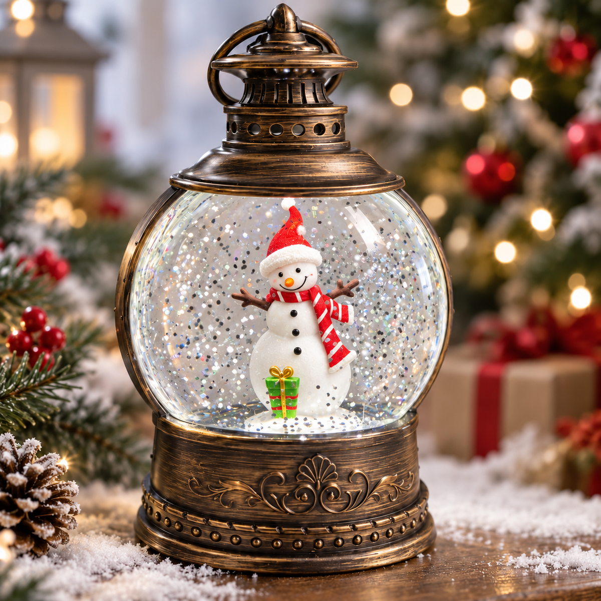 Water Light Carols - Santa & Snowman's Snowglobe - Set of 2
