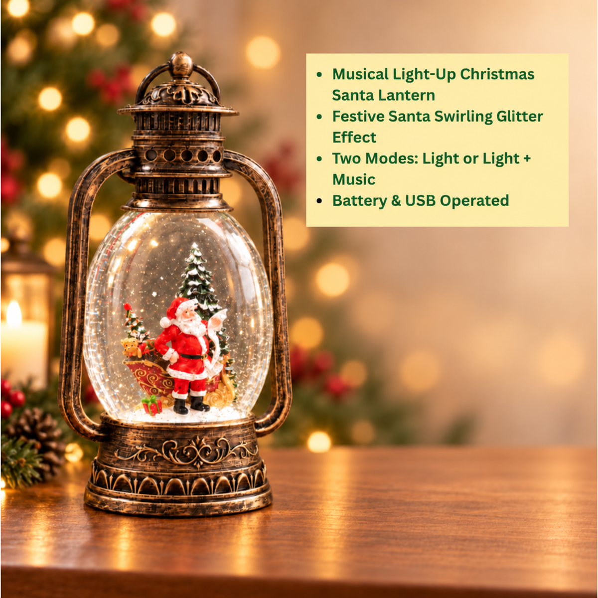 Water Light Carols - Santa’s Magical Light-Up Lantern