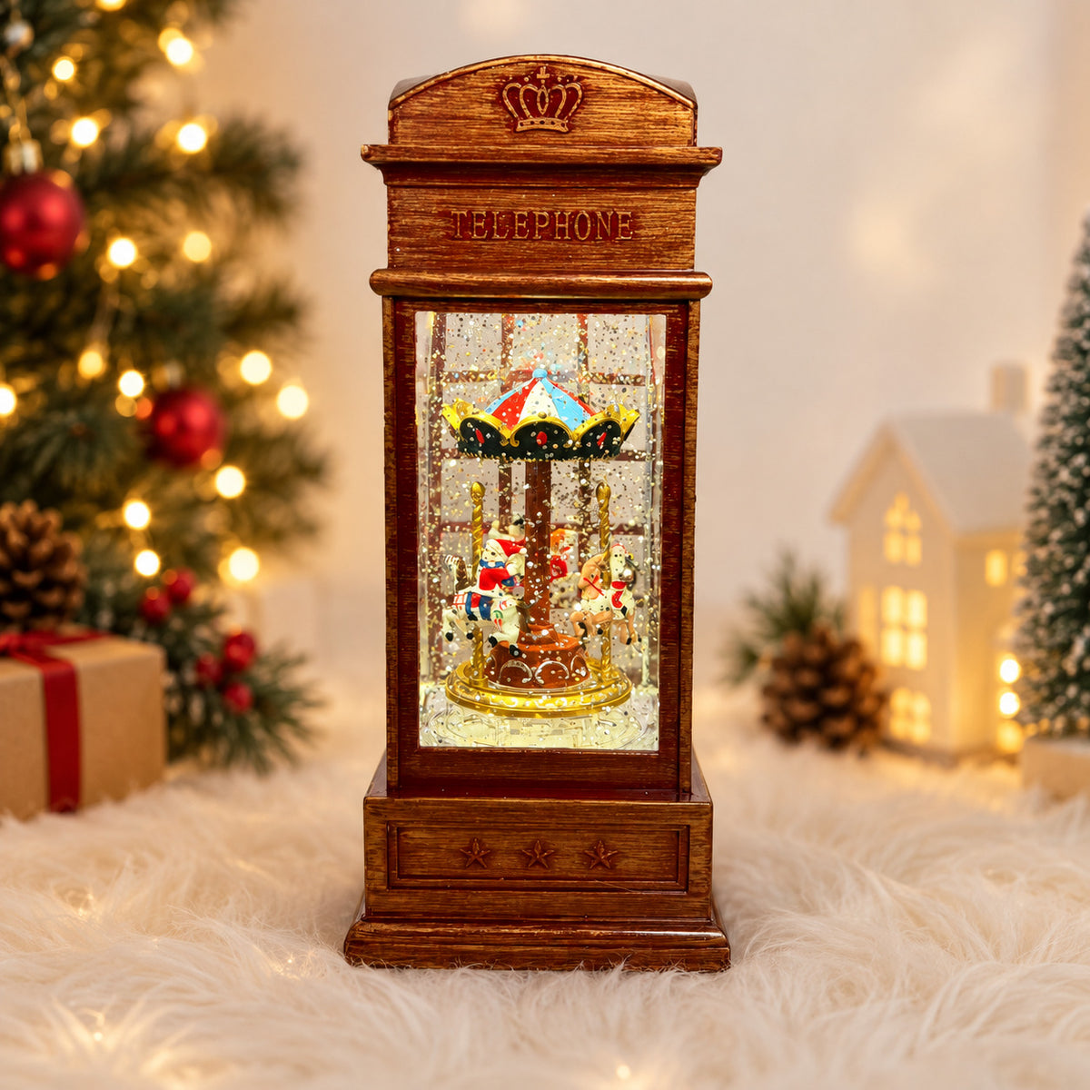 Water Light Carols - Rotating Carousel Telephone Booth