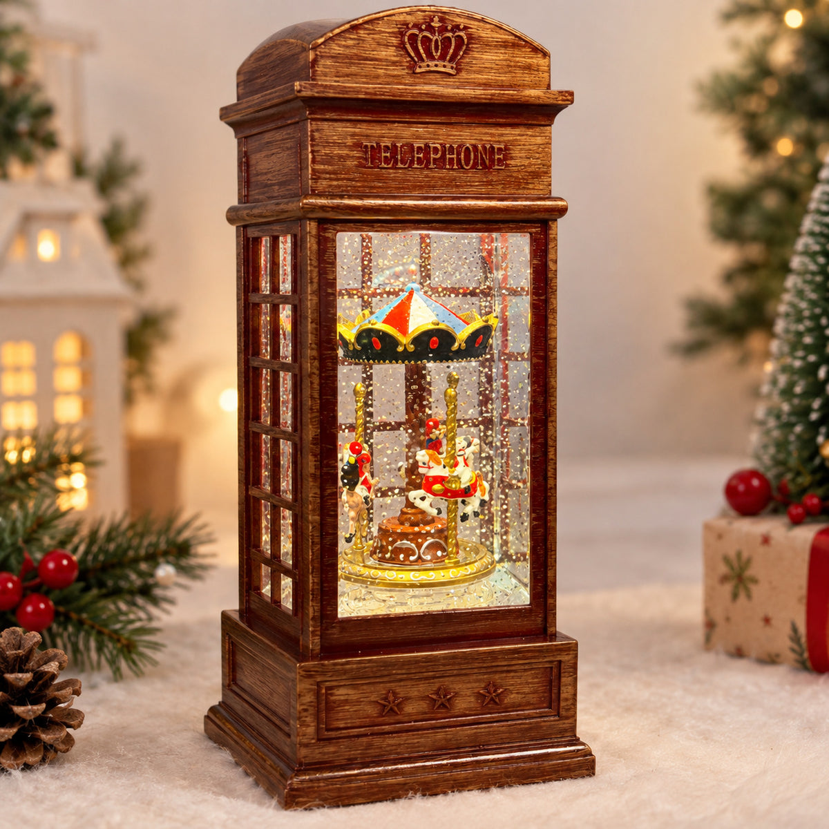 Water Light Carols - Rotating Carousel Telephone Booth
