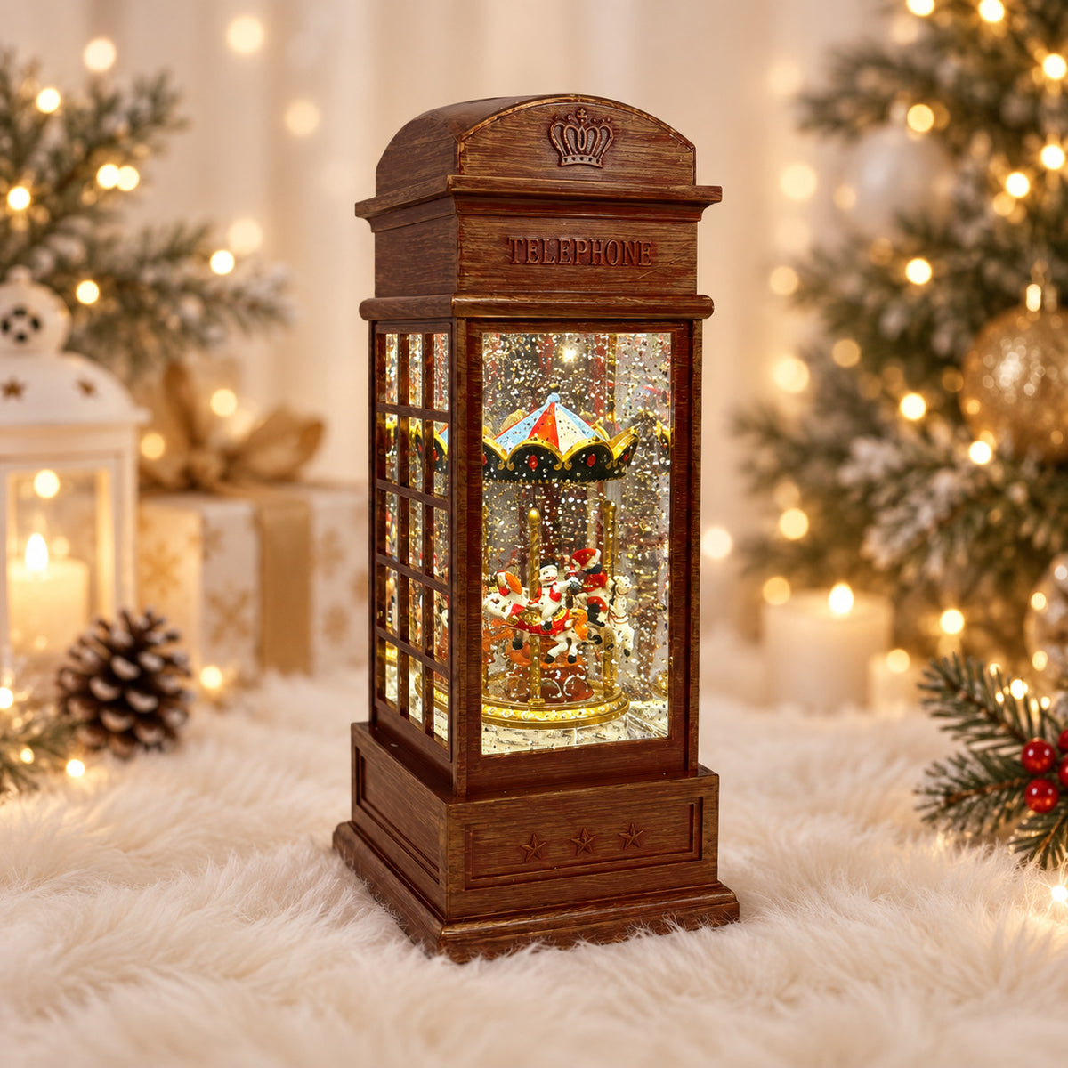 Water Light Carols - Rotating Carousel Telephone Booth