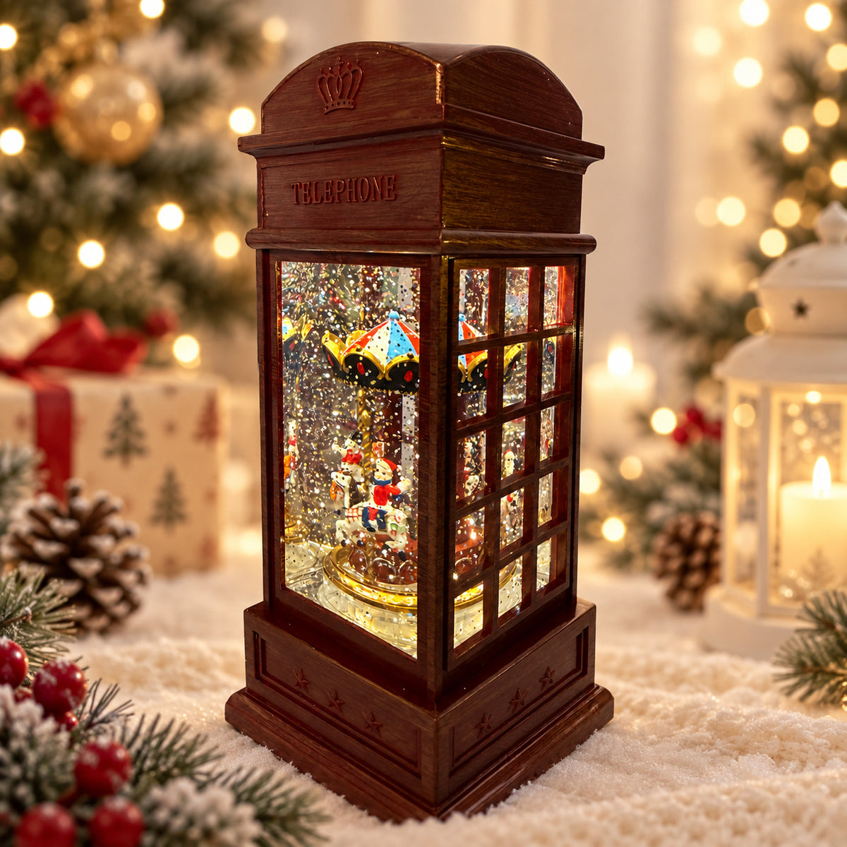 Water Light Carols - Rotating Carousel Telephone Booth