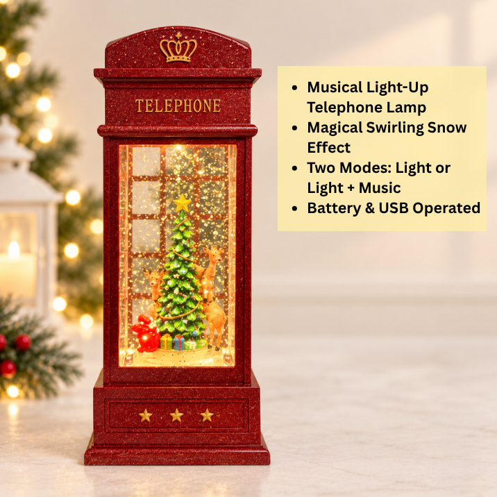 Water Light Carols - Rotating Santa Sleigh Telephone Booth