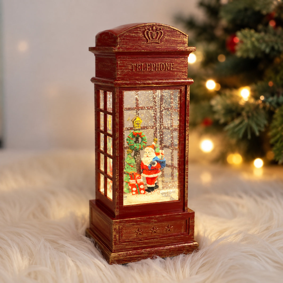 Water Light Carols - Santa & Gifts London Telephone Booth