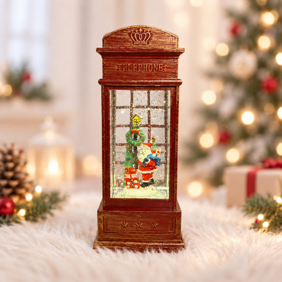 Water Light Carols - Santa & Gifts London Telephone Booth