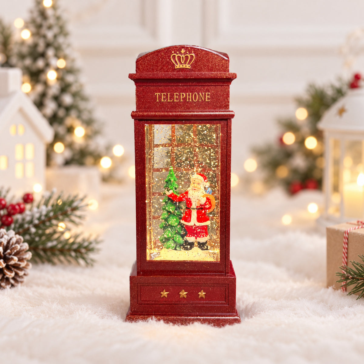 Water Light Carols - Santa by the Tree Telephone Booth
