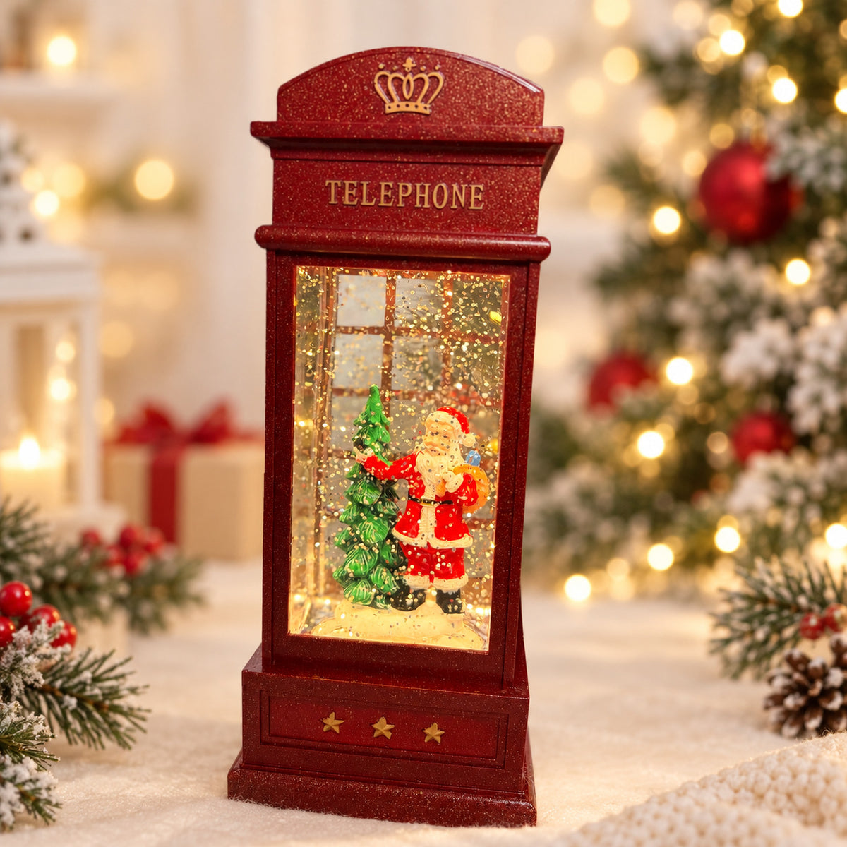 Water Light Carols - Santa by the Tree Telephone Booth
