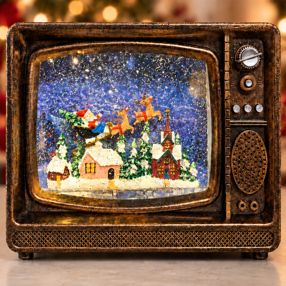 Water Light Carols - Santa’s Sleigh Glitter TV