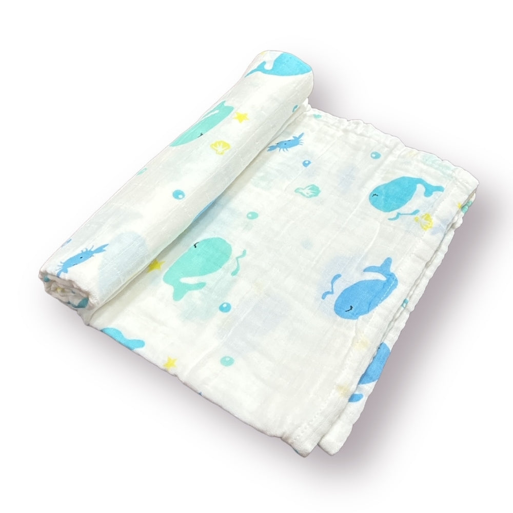 Whale & Leaf Muslin Swaddles - Set of 2