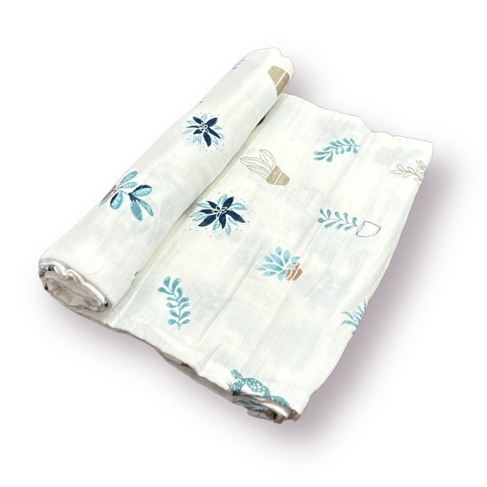 Whale & Leaf Muslin Swaddles - Set of 2