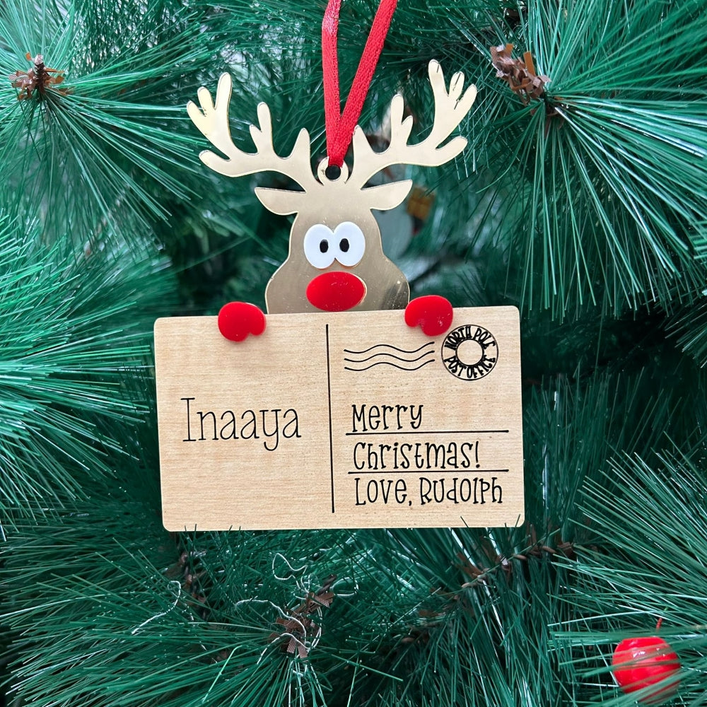 Babble Wrap Post Card Ornament - Rudolf