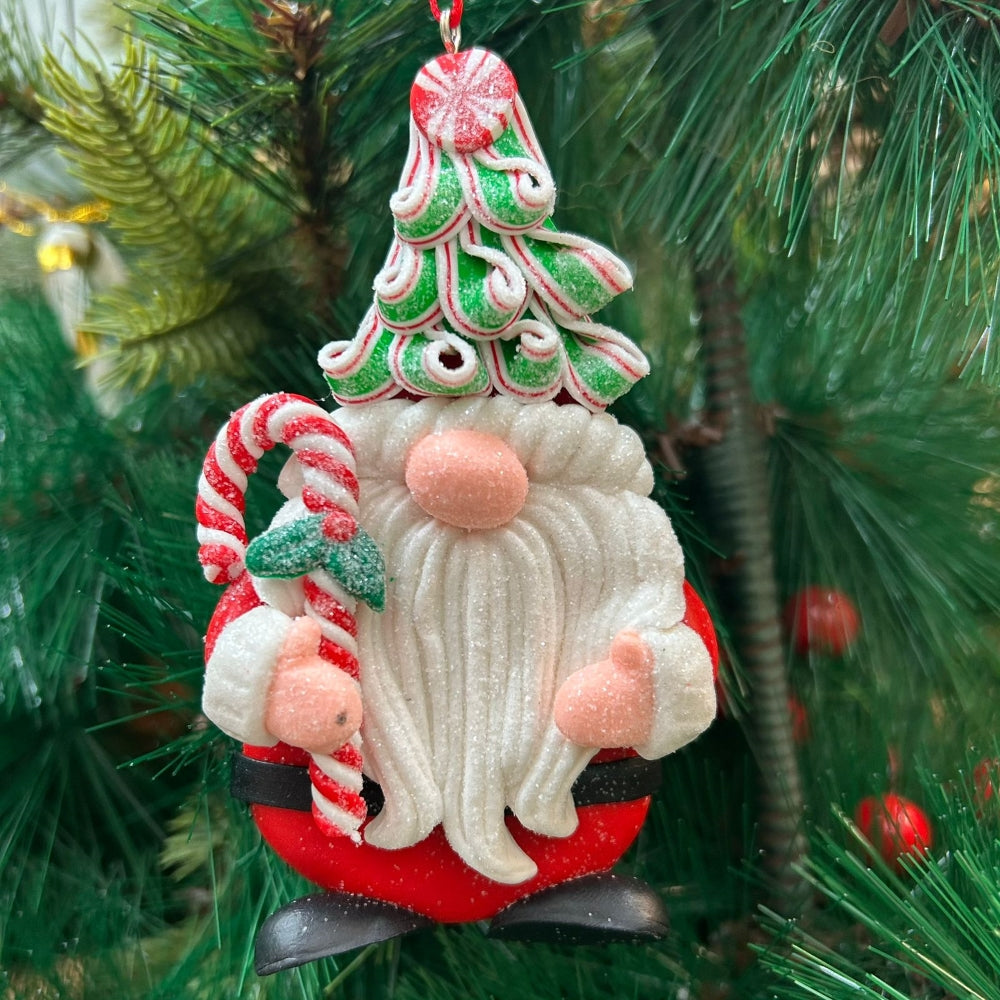 Babble Wrap Gnome with a Candy Cane Ornament