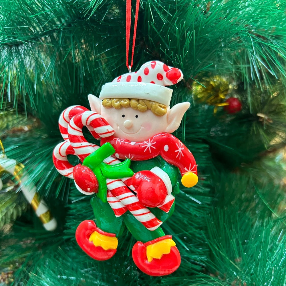 Babble Wrap Candy Cane Elf Ornament