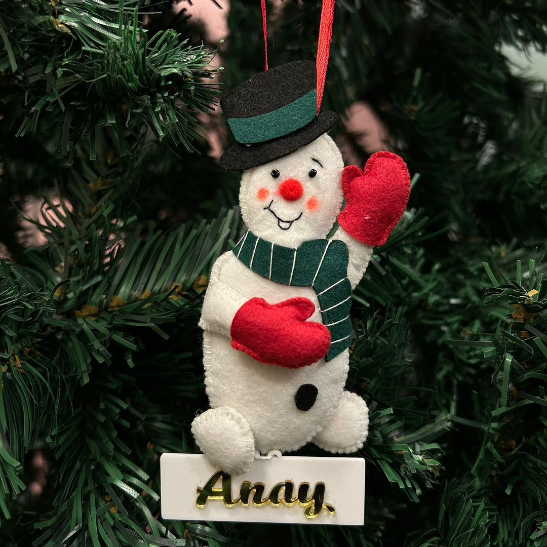 Babble Wrap Happy Snowman Felt Ornament