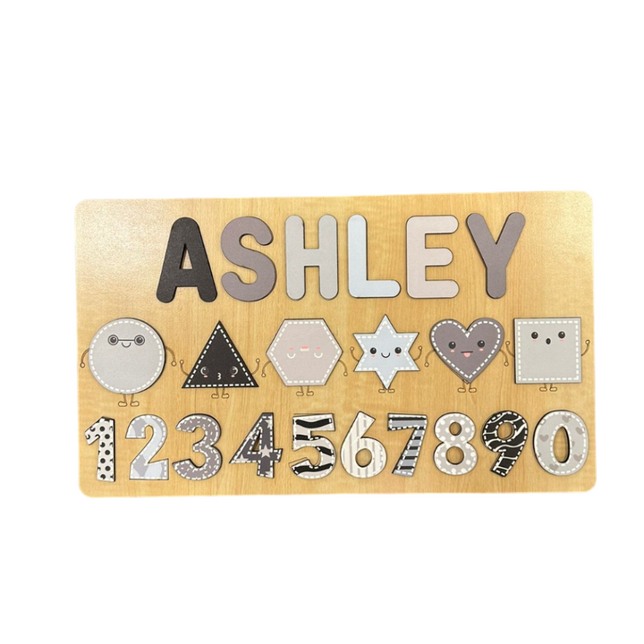 Personalised Wooden Name Puzzle- Shapes & Numbers