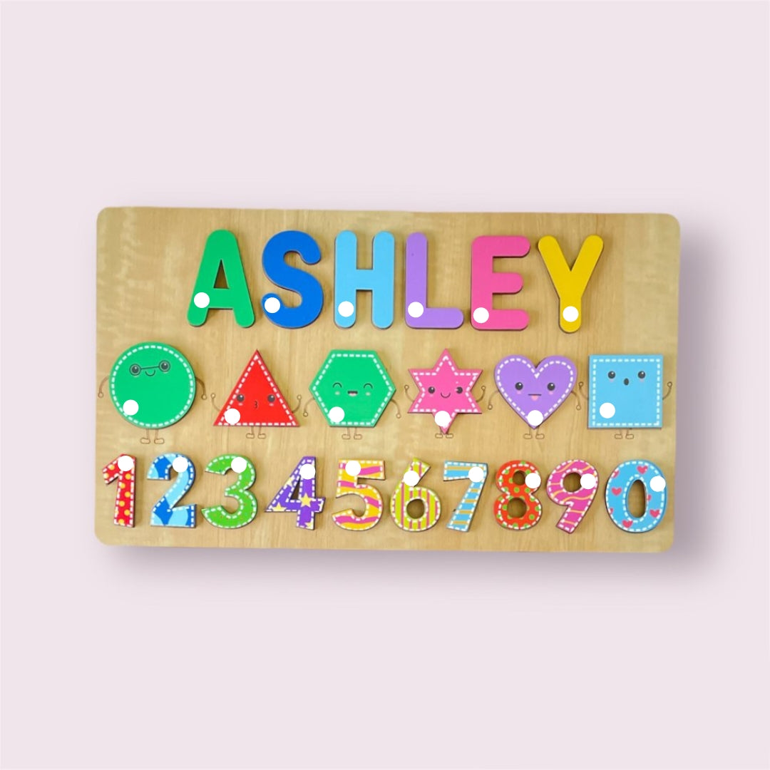Personalised Wooden Name Puzzle Shapes Numbers Babble Wrap personalised-wooden-name-puzzle-shapes-numbers-babble-wrap