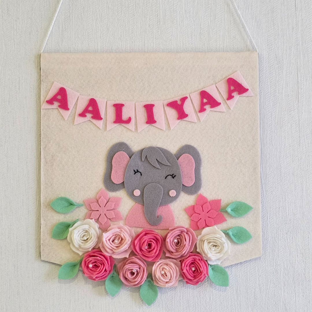 Babble Wrap Blossomy Elephant Name Hanging