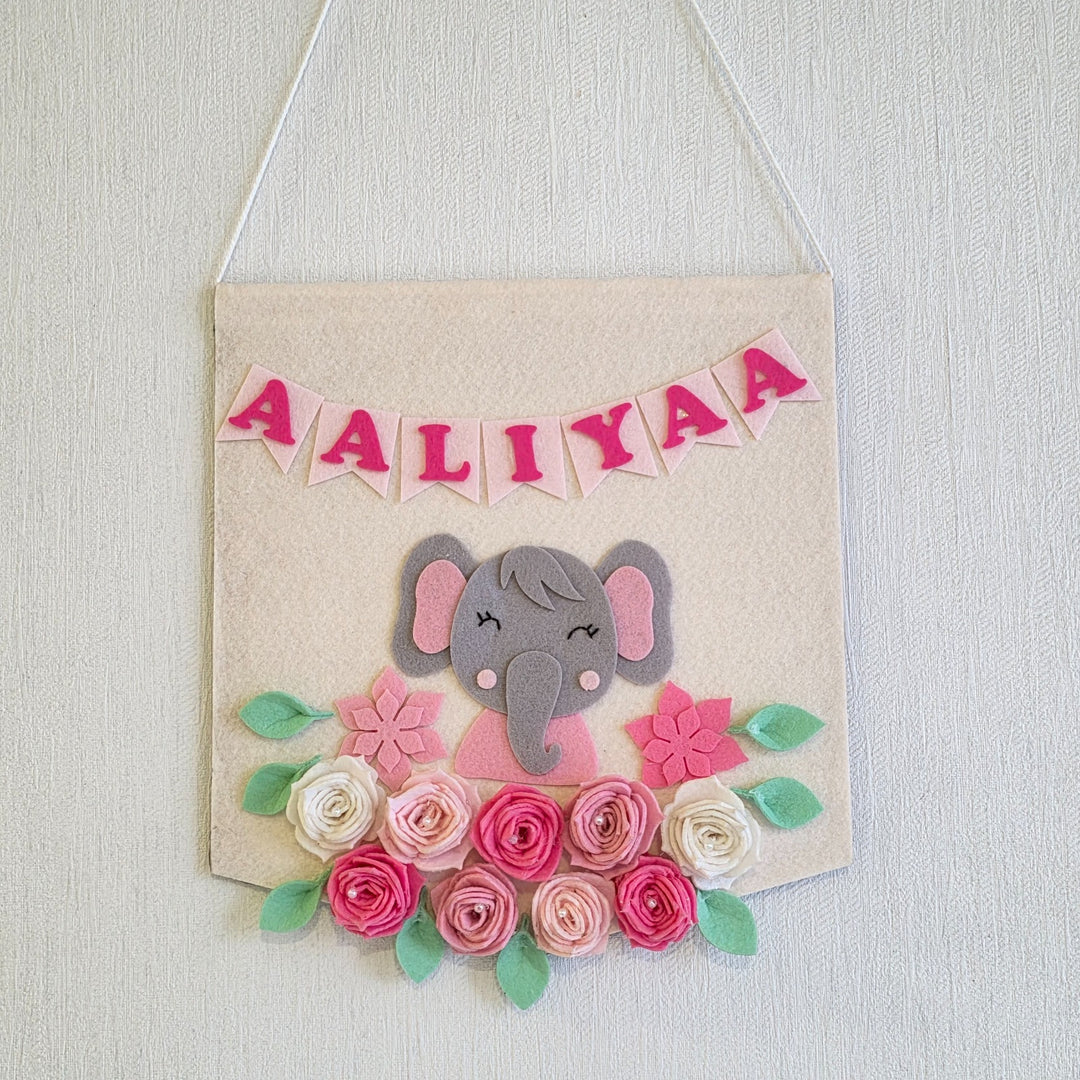 Babble Wrap Blossomy Elephant Name Hanging