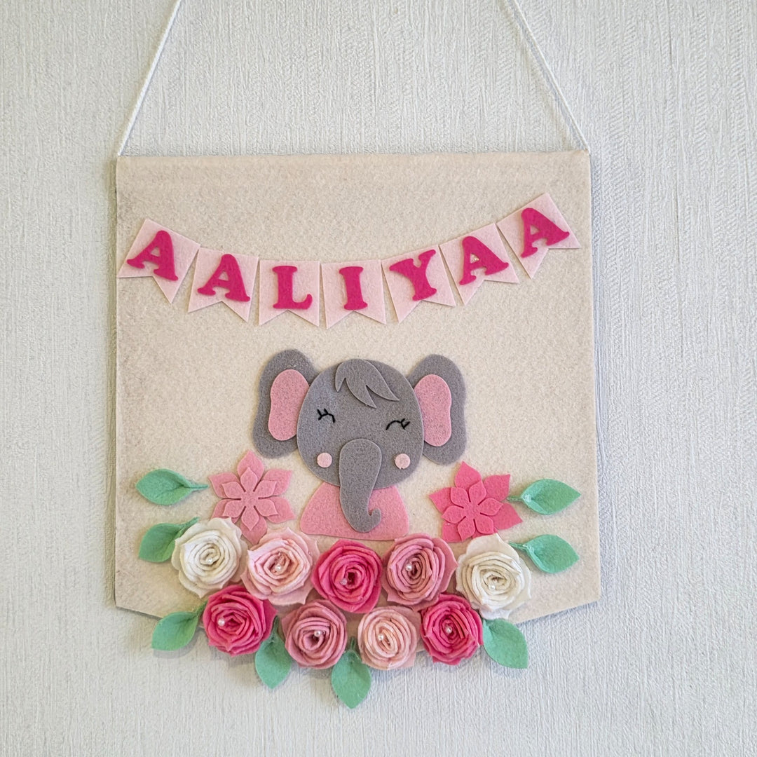 Babble Wrap Blossomy Elephant Name Hanging