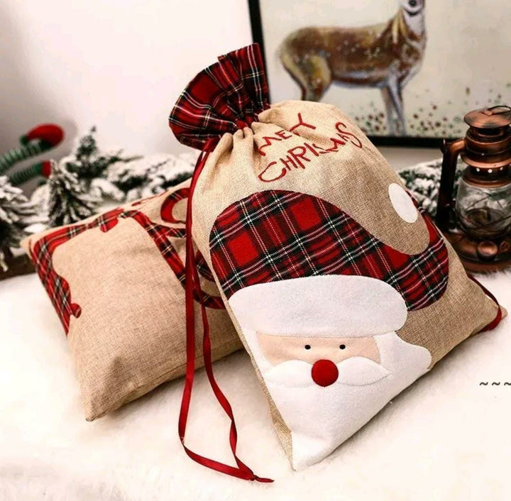 Babble Wrap Burlap Holiday Treasure Sack - Santa